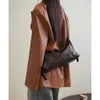 LEFTSIDE Y2K Retro Leather Design Shoulder Bags for Women Winter Korean Fashion Armpit Bag Female Crossbody Bag Handbags 240322