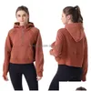 Roupa de ioga Use perfeita o outono de outono de outono pm esportes de suéter esportivo de cola redonda de mangas compridas entrega de gotas de fitness sitness s dhaqv