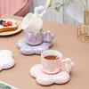 Mugs Duo Ceramic Coffee Cup Exquisite Mug Saucer Set Girl High-value Cherry Blossom Water Luxury Light