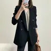 Kvinnors kostymer stor storlek Black Blazers Suit Jacket 2024 Spring Summer Blazer Coat Korean Double Breasted Tops Female Outwear