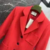 Women's Suits Winter Single-breasted Suit Coat Retro Red Charming Fan More Beautiful In Kind Very Versatile And Can Show White
