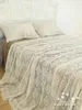 Bedding Sets 3pcs/lot ! Beige Cotton Handmade Crochet Bed Cover / Sheet Bedspread Coverlid Coverlet 2 Pillowcases Pillowslip