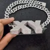 Blues RTS Hip Hop Jewelry S925 STERLING Silver 12 mm Link Cuban Chain Miami Collier 3D Collier Custom 3D