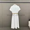 Designer Basic Casual Dresses for Women 24SS Spring/Summer Elegant Letter Etikett Flip Collar Single Breasted High midja veckad lång tvådelar klänningskjol