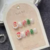 Hand Made Press On Nails Christmas Cute Designed Reusable Adhesive Fake Korean Full Cover Nail Tips Manicure for Girl 240328