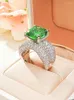 Cluster Anneaux Tsavorite Green Luxury 925 Silver Silver Cushion Shape Premium Ring Prime avec diamants à haute teneur en carbone pour polyvalence