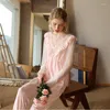 Heimkleidung Romantische Nachtwäsche Frauen Baumwollpyjamas Fee sexy Spitze Langarm Schlaf Tops Hosen Anzüge weiß rosa Pyjama -Sets Abnutzung