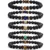 Stand Natural Volcanic Lava Stone for Women Men Bijoux Eyes Tiger Lapis Lazuli Balance Balance du chakra Bracelet