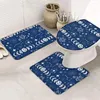 Bath Mats Moon Starry Sky Space Navy Blue Non Slip Bathroom Rug U-Shaped Contour Toilet Mat Lid Cover Absorbent&Washable 3 Pcs