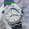 Top AP Wrist Watch Royal Oak Offshore Series 15710ST WHITE CABLE 1/4 BLUE Precision Steel Mens Transparent Automatic Mechanical Watch 42mm