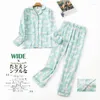 Home Clothing Cotton Flannel Trouser Pajamas Suit For Wear Simple Printed Loose Autumn And Winter Long Sleeve Pant Pyjamas Women Sets