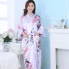 Ice Silk Peacock Nighthad Women's Summer Long Cardigan Toge Dunne Medium Mulberry Silk Sade Kimono Bathrobe