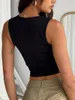 Женские танки Женщины без спинки без рукавов Slim Crop Tank Top Top Low Cut квадратная шея сплошная футболка плотная футболка