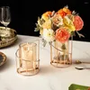 Вазы скандинавской золотой металлический подсвечник многофункциональный стеклянный цветочный ваза обеденный стол