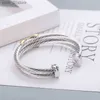 Charm Bracelets 18K Gold Fashion Hemp Bangle Platinum Double Trend Twisted Plated Color Wire x Cross Women Ring Opening Jewelry L46