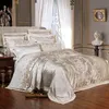 Bianchetto jacquard set di lusso di cotone di lussuoso cotone king size copripiumino tela per letti morbidi piatti 240325