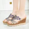 Schoenen dames rond wiggen hiel dames casual open teen comfort lente zomer strass slippers feest sandalen plus maat bc e