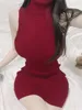 Casual Dresses High TVVOVVIN Wine Red Necked Sleeveless Knitted Dress Slim Bottom Spicy Girl Korea Fashion Sweet Tops HP1E