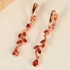 Kolczyki Dangle Pear 4x6mm Rose Gold Garnet 925 Strerel Srebrny Naturalny Czerwony Kamień