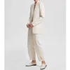 OEM Classic Design Luxo elegante Luxo Slim Fit Single Basted Casual Casual Office Jacket Ladies Linen Blazer 2 Peças para mulheres