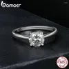 Cluster Rings BAMOER 1.0CT Round Moissanite 18K Gold Plated Ring For Women D Color VVS1 EX Lab Diamond Engagement 925 Sterling Silver