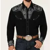 Herren-Hemd-Hemden Western Hemd Denim Blumen-Button-Down-Festival Outdoor Top Weiche und komfortable Retro-Lappel S-6xl