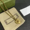 Have stamps 14K gold heart pendant necklace vintage exquisite brand designer necklace male and female matching couple jewelry