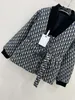 2024 Spring Autumn Letter Print Women's Jackets V-Neck Single-Breasted Woman's Outerwear Coats WCWT009