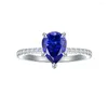 Anelli a grappolo 925 anello di zaffiro in argento sterling classico fidanzato vintage per lacrima femminile