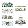 Vensterstickers uV dtf bloemen cactus prints voor 16 oz libbey glas kan sublimeren diy waterdichte gemakkelijk te gebruiken d1169