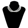 Gargantilla ailodo imitación multicapa collar de cadena de perla barroca para mujeres joyas de moda de fiesta elegante