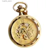 Pocket horloges luxe antiek skelet mechanische pocket heren steampunk mechanische fob es clockwatch hanger handroll reno de bolso l240402