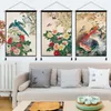 タペストリーズ中国の牡丹の花の鳥の吊り絵画富の影響タペストリー生きているティールーム勉強装飾絵画