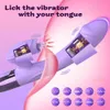 Tongue Licking Dildo Vibrator for Women Clitoris Stimulator GSpot Vaginal Massager Powerful Sex Toy Female Rabbit Heat 240403