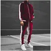 Men'S Tracksuits Mens Tracksuit Sweatsuit Jogging Suits Velour Standing Collar Color Black 2 Piece Sets Drop Delivery Apparel Clothin Dhdzh