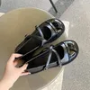 Chaussures habillées rétro Mary Jane Square talon de la cheville STRAP PARTE TRAVAIL MARIAGE CONFORMATION AUTTRE ROUNE POUR FEMMES POMME BLANC NOIR YPT-99