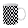 Mugs CHECK Pattern Checks Checkered Black & White. White Mug Coffee Girl Gift Tea Milk Cup Win Winner