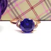 Cluster Rings Fashion Blue Gemstone For Women 585 Purple Gold Plated 14K Rose Exquisite Classic Luxury Engagement Jewelry