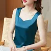 Korean Fashion Summer Silk Tank Tops Women Office Lady Solid Satin Camisole Vest Female Casual Loose Basic Tops For Women 240326