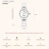 Relógios femininos Sinobi Novo marca de ponta Mulheres de Luxo Cerâmica Branca de Cerâmica Quartz Principal Elegant Ladies Diamond Clock L240402