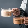 Becher XD-Cremes-Brief Glas Tasse groß mit Griffbecher Büro-Tee-Dessert-Haferfrüchte Frühstück