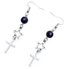 Boucles d'oreilles en peluche y2k noire de perle d'oreille à oreille à oreille creux Femmes étoiles punk gothique h9ed