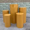 Dekorativa plattor Guld Vitfärg Rund Cylinder Pedestal Display Art Decor Plints Pillars For Wedding Party Holiday Home