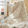 Faux Fur Plush Throw Blanket Warm Winter Double-sided Blankets for Bed Luxury Plaid Shaped Couch Cover for Sofa Pillow Case Gift 240328