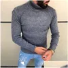 Men'S Sweaters Mens Fashion Winter High Neck Thick Warm Sweater Men Turtleneck Brand Slim Fit Plover Knitwear Male Double Collar Drop Dhe2M