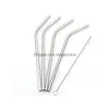 Drinking Straws For 20 Oz 30Oz Mugs 304 Stainless Steel Bend Straight St With Cleaning Brush Tumbler Cups Sts Drop Delivery Home Garde Dhit7