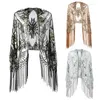 Scarves 1920s Retro Beaded Sequin Flapper Shawl Loose Decoration Outerwear Short Cape Evening Party Ladies Cloak Wraps