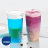 Disposable Cups Straws 50pcs 1000ml Transparent Plastic Milk Tea Juice Cold Drink Smoothie Beverage With Lids For Takeaway