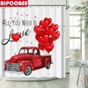 Занавески для душа красный грузовик Love Balloon для декора ванной комнаты туалетная крышка без скольжения коврик для ванны коврик для водонепроницаемой ткани для ванны