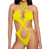 Женские купальные костюмы Halter Neck Bikini Styly High Cut Coupmuit с изысканными деталями сексуально для летних женщин для летних женщин